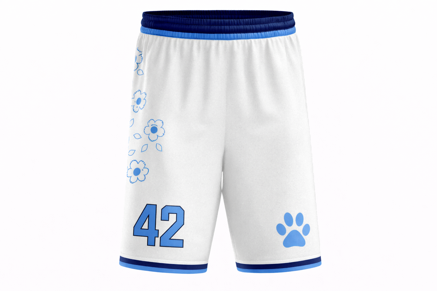Custom White and Light Blue Floral Basketball Jersey Set