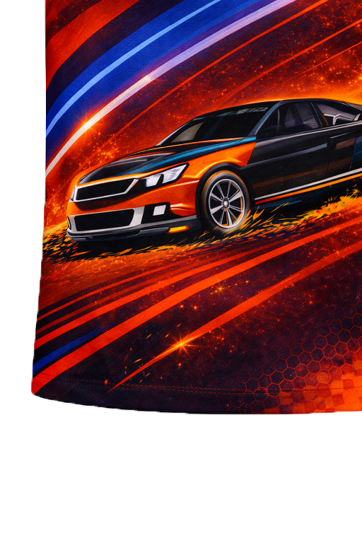 Custom Red & Blue Racing-Themed Racing Shirt