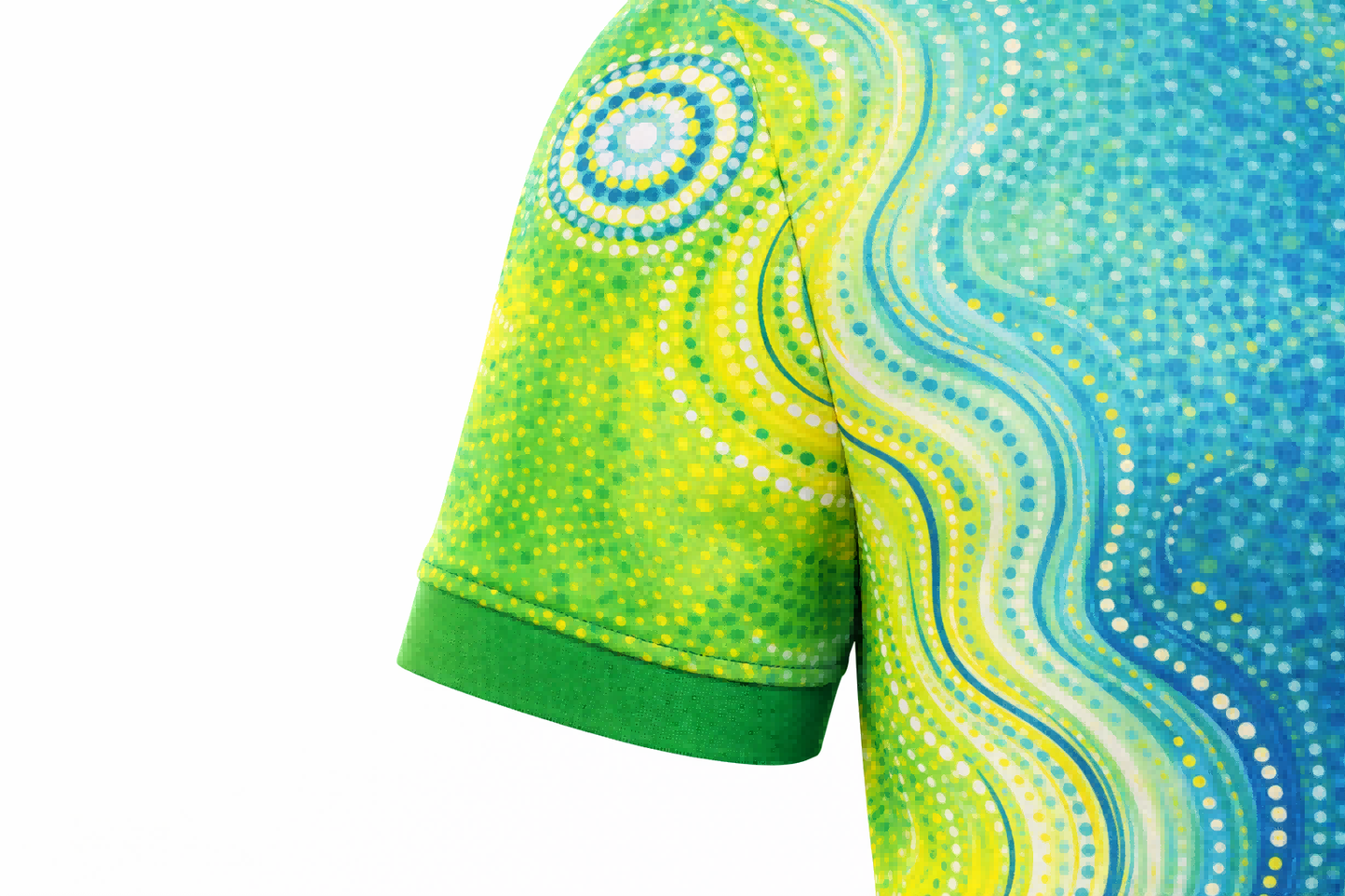 Green & Blue Aboriginal Swirl Art Sublimation Polo Shirt