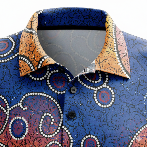 Earth Tone Aboriginal Swirl Art Sublimation Polo Shirt
