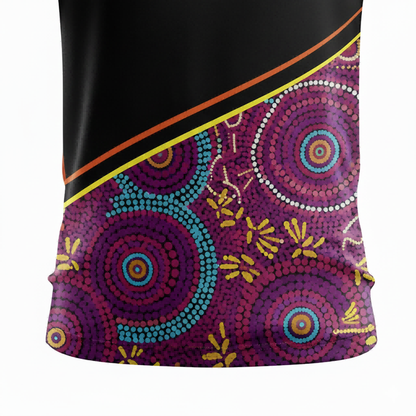 Purple Aboriginal Dot Art Sublimation Polo Shirt