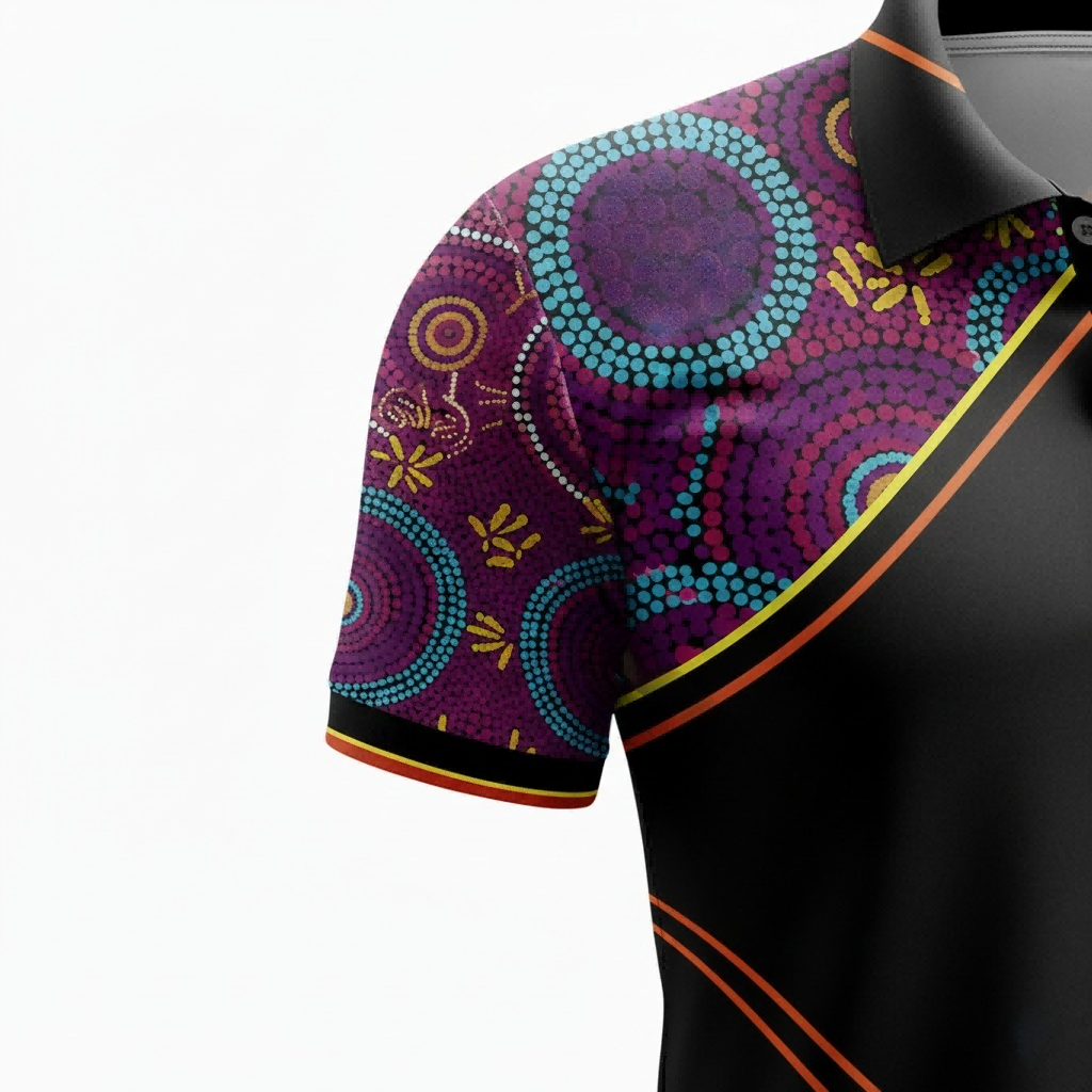 Purple Aboriginal Dot Art Sublimation Polo Shirt
