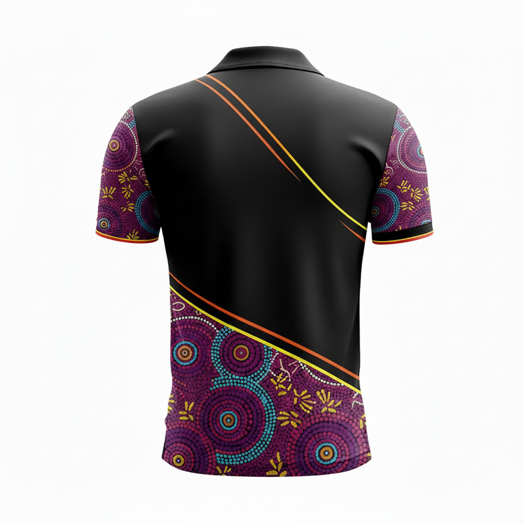Purple Aboriginal Dot Art Sublimation Polo Shirt