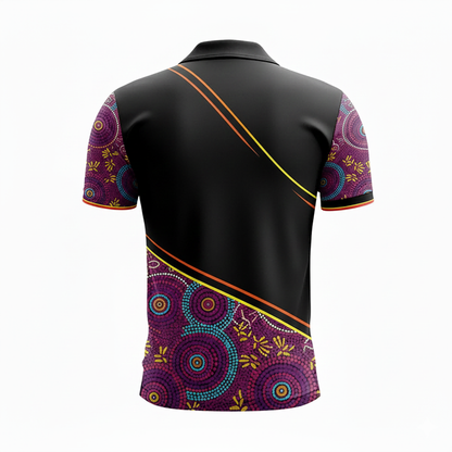 Purple Aboriginal Dot Art Sublimation Polo Shirt