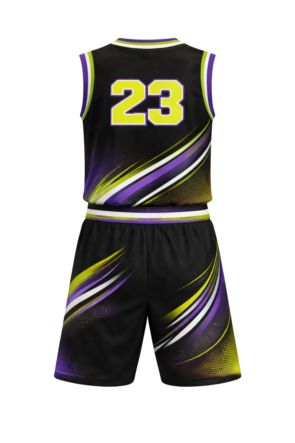 Custom Black Purple Lime Green Basketball Uniform