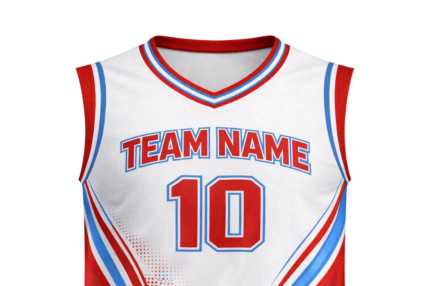 Custom White Red Blue Basketball Jersey Set
