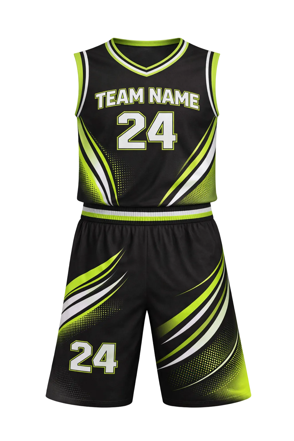 Custom Black Lime Green Basketball Uniform