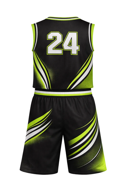 Custom Black Lime Green Basketball Uniform
