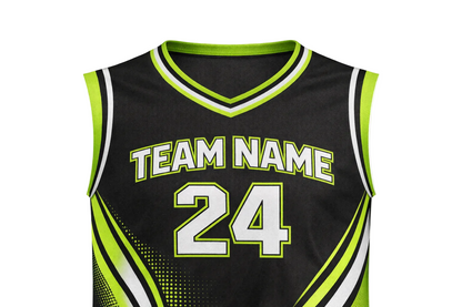 Custom Black Lime Green Basketball Uniform