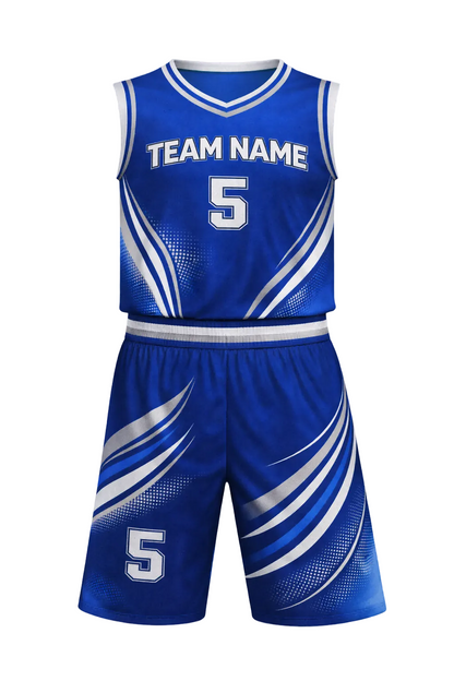 Custom Royal Blue Silver Basketball Uniform