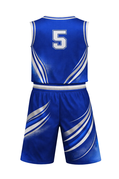Custom Royal Blue Silver Basketball Uniform