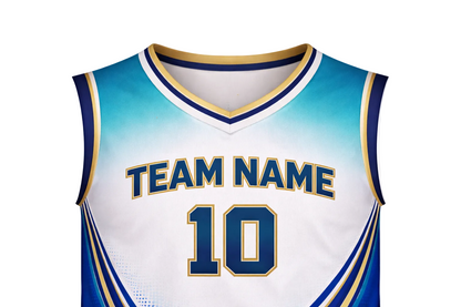 Custom Teal White Gold Basketball Jersey Set
