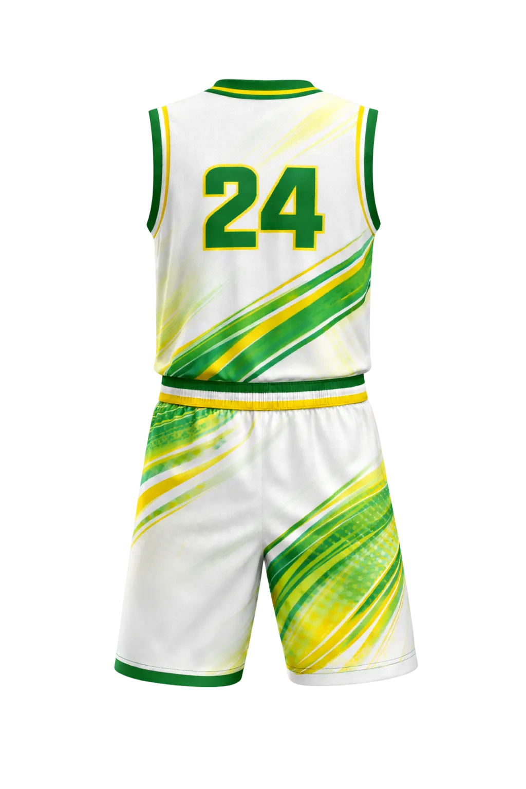 Custom White and Green Basketball Jersey Set (Personalized Team Name & Number)