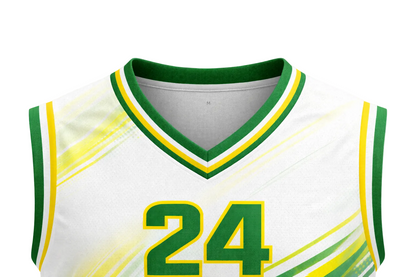 Custom White and Green Basketball Jersey Set (Personalized Team Name & Number)