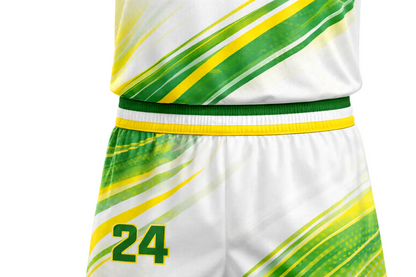 Custom White and Green Basketball Jersey Set (Personalized Team Name & Number)