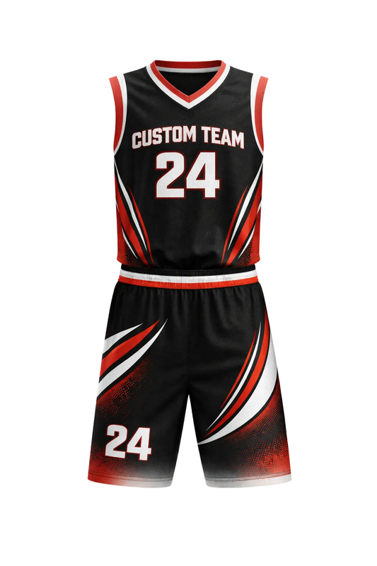 Custom Black Red White Basketball Set