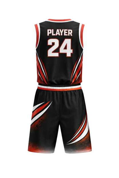 Custom Black Red White Basketball Set