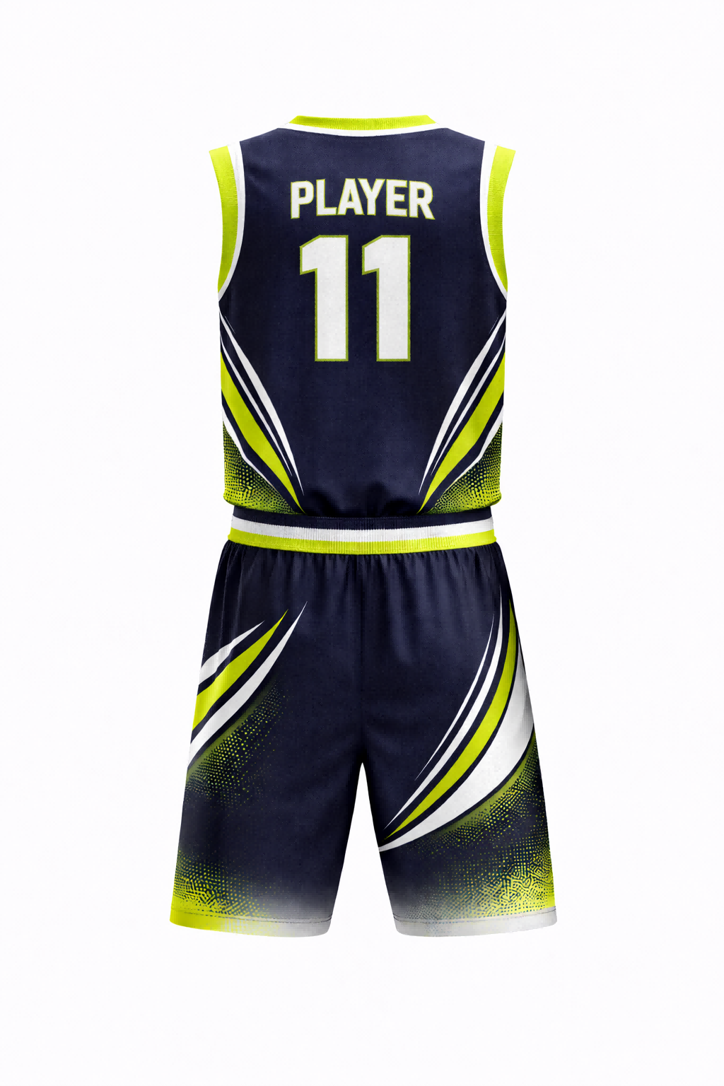 Custom Navy Blue and Lime Green Basketball Jersey Set