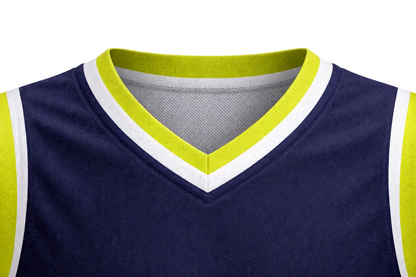 Custom Navy Blue and Lime Green Basketball Jersey Set