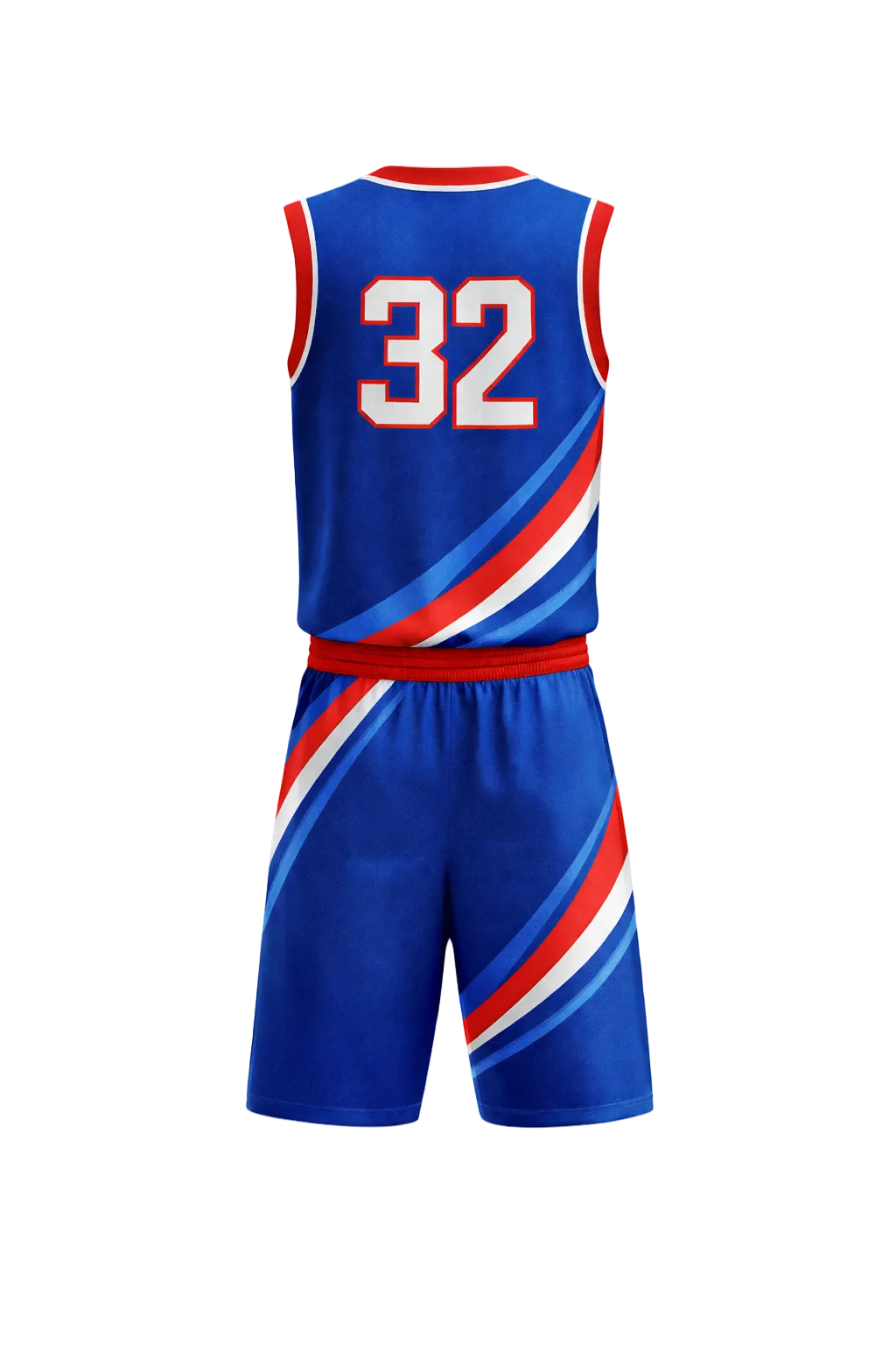 Custom Royal Blue and Red Basketball Uniform