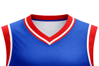 Custom Royal Blue and Red Basketball Uniform