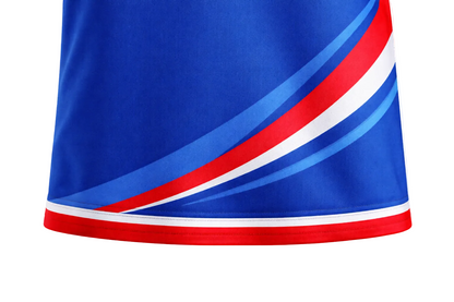 Custom Royal Blue and Red Basketball Uniform