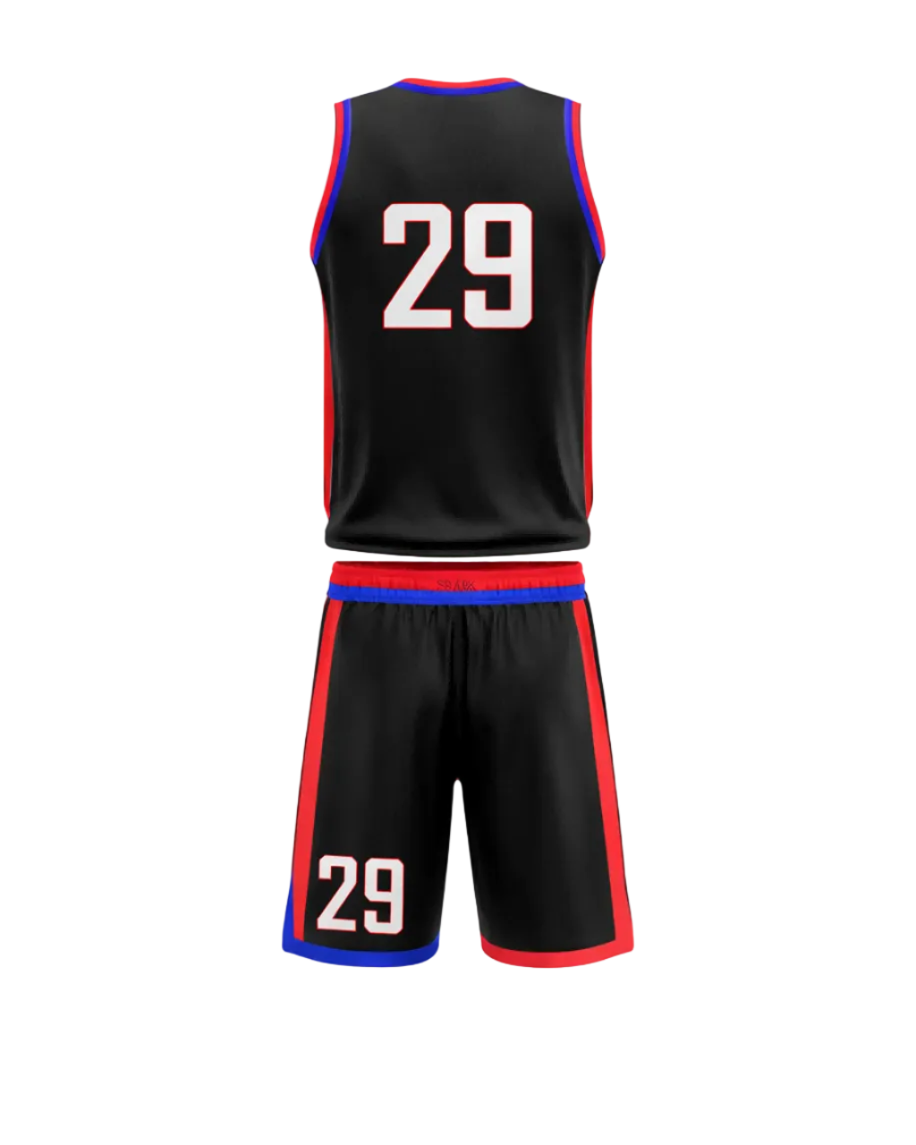 Custom Black Red Blue Minimalist Basketball Uniform