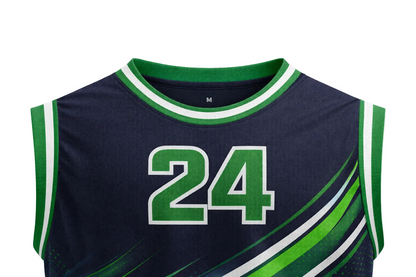 Custom Dark Navy and Green Basketball Jersey Set
