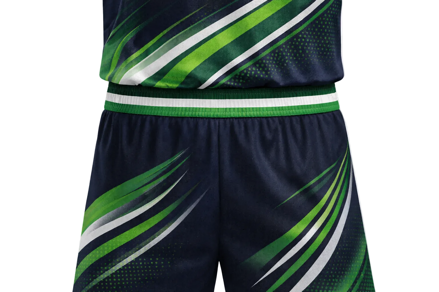 Custom Dark Navy and Green Basketball Jersey Set