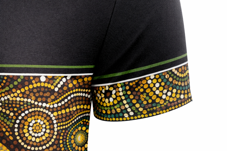 Golden Kangaroo Aboriginal Art Sublimation Polo Shirt