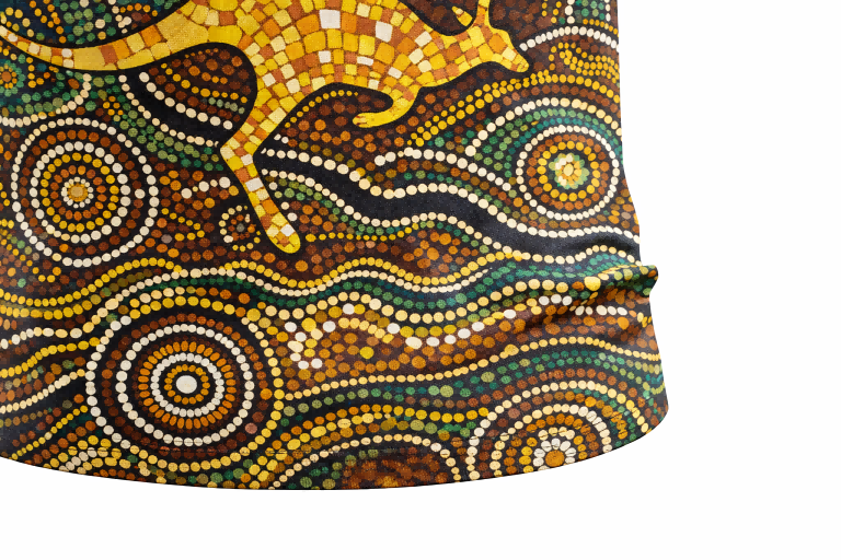 Golden Kangaroo Aboriginal Art Sublimation Polo Shirt