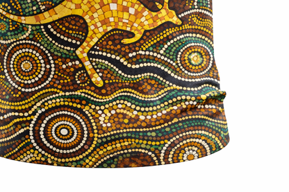 Golden Kangaroo Aboriginal Art Sublimation Polo Shirt