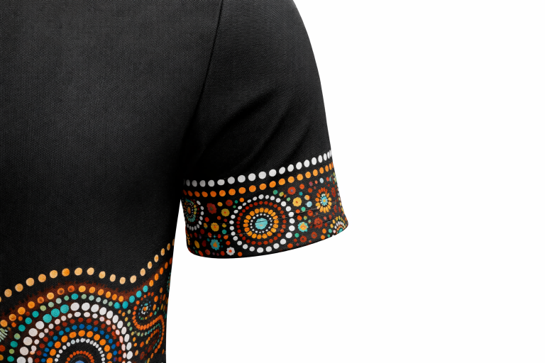 Aboriginal Lizard & Wave Art Sublimation Polo Shirt