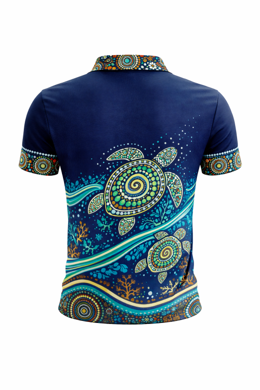 Aboriginal Turtle Ocean Art Sublimation Polo Shirt