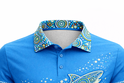Aboriginal Shark Ocean Art Sublimation Polo Shirt