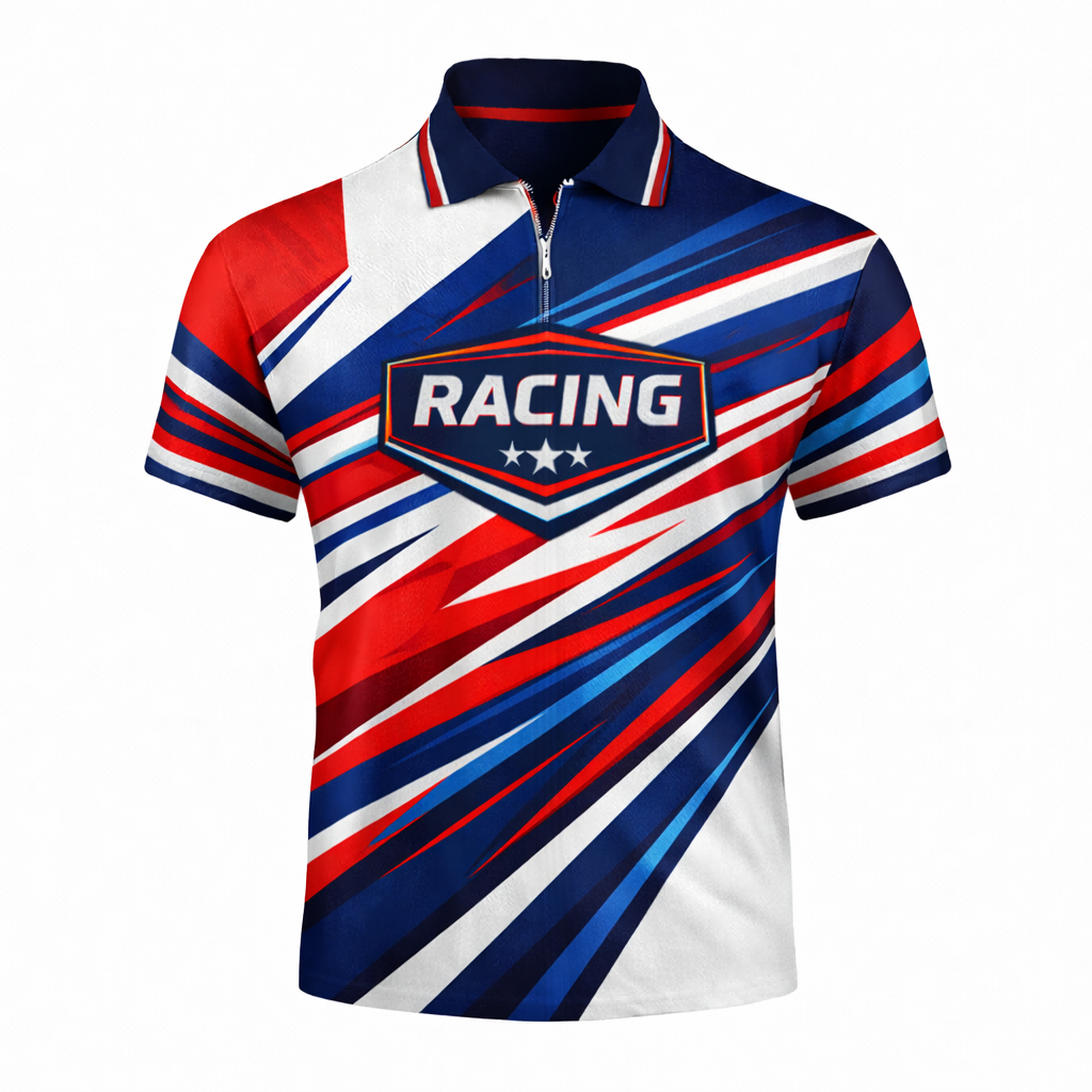 Patriotic Red & Blue Custom Pit Crew Shirt