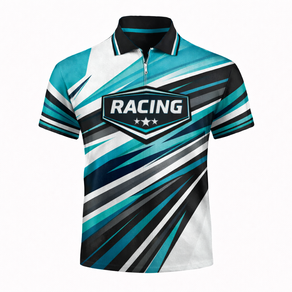 Teal & Black Custom Pit Crew Shirt