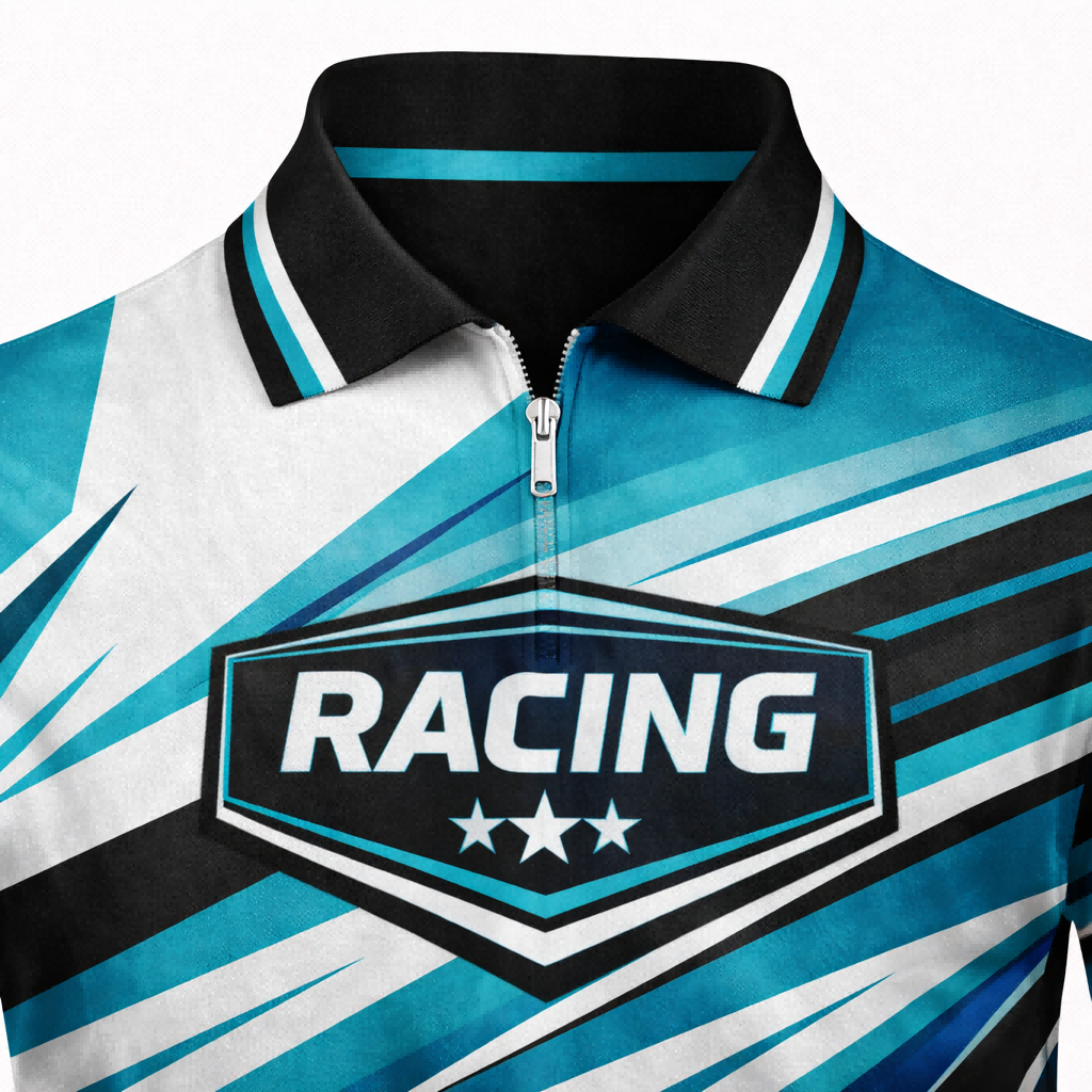 Teal & Black Custom Pit Crew Shirt