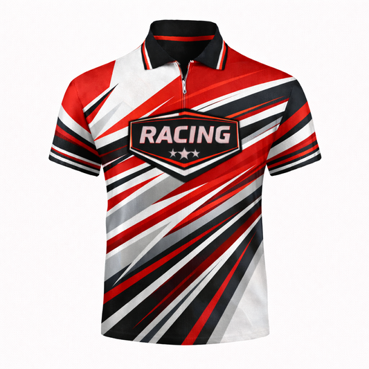 Bold Red & Black Custom Racing Shirt