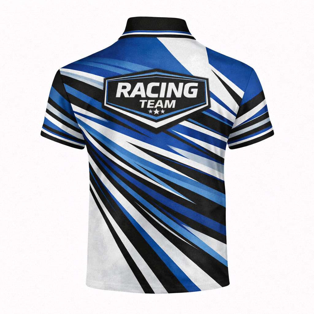 Dynamic Blue & Black Custom Pit Crew Shirt