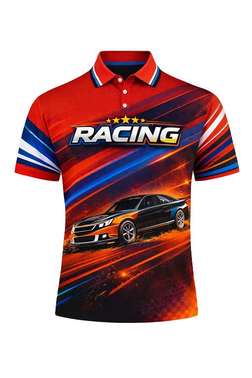 Custom Red & Blue Racing-Themed Racing Shirt