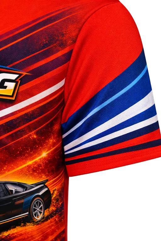 Custom Red & Blue Racing-Themed Racing Shirt