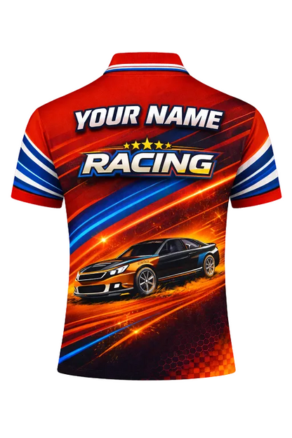 Custom Red & Blue Racing-Themed Racing Shirt