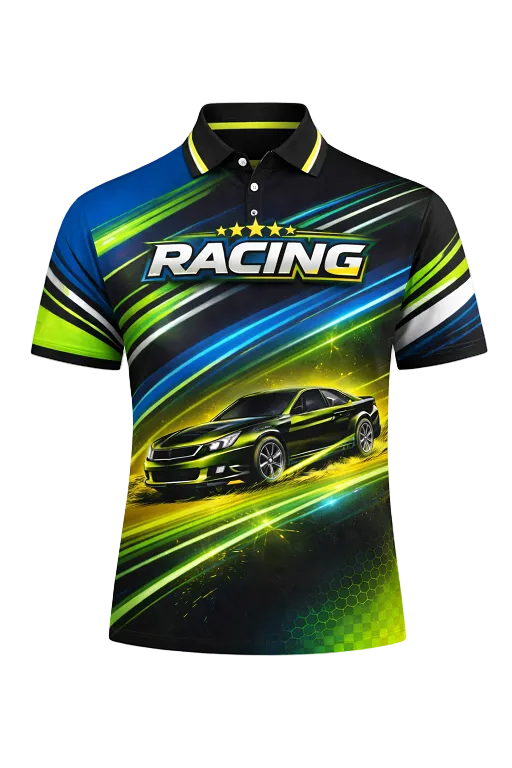 Personalized Neon Green & Blue Pit Crew Shirt