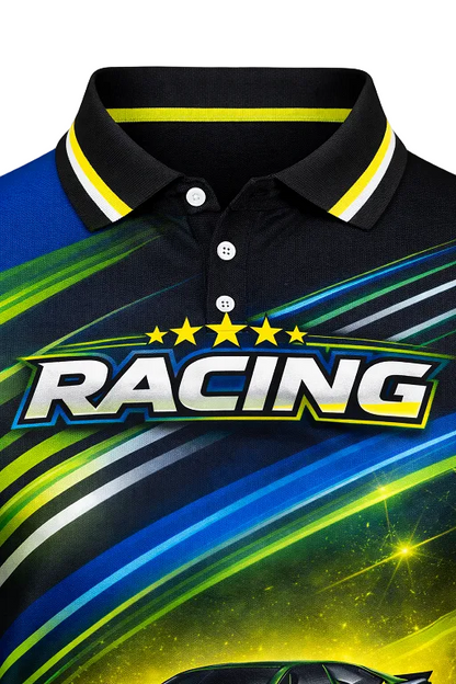 Personalized Neon Green & Blue Pit Crew Shirt