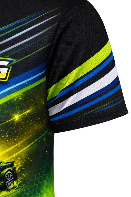 Personalized Neon Green & Blue Pit Crew Shirt