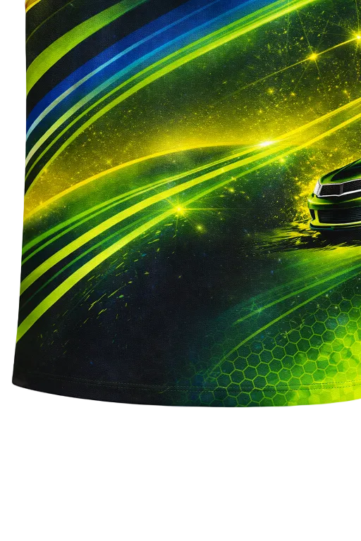 Personalized Neon Green & Blue Pit Crew Shirt