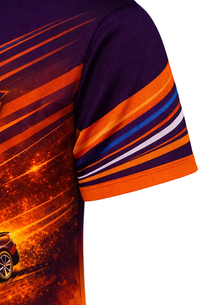 Custom Purple & Orange Speed Racing Shirt