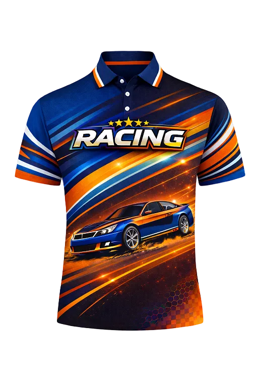 Custom Blue & Orange Speed Racing Shirt