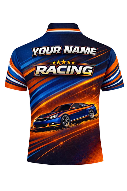 Custom Blue & Orange Speed Racing Shirt